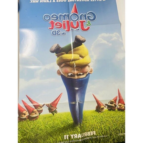 Gnomeo & Juliet MOVIE POSTER ORIGINAL PROMOTIONAL 27x40 Folded 2 Sided AAFES - Picture 8 of 8